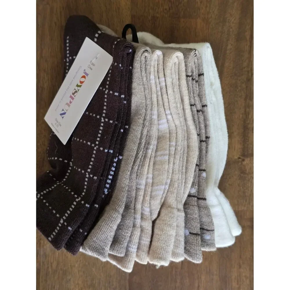 Joyspun Women's Essentials Crew Dress Socks, 6-Pack, Fits Shoe Sizes 4-10 Brown
